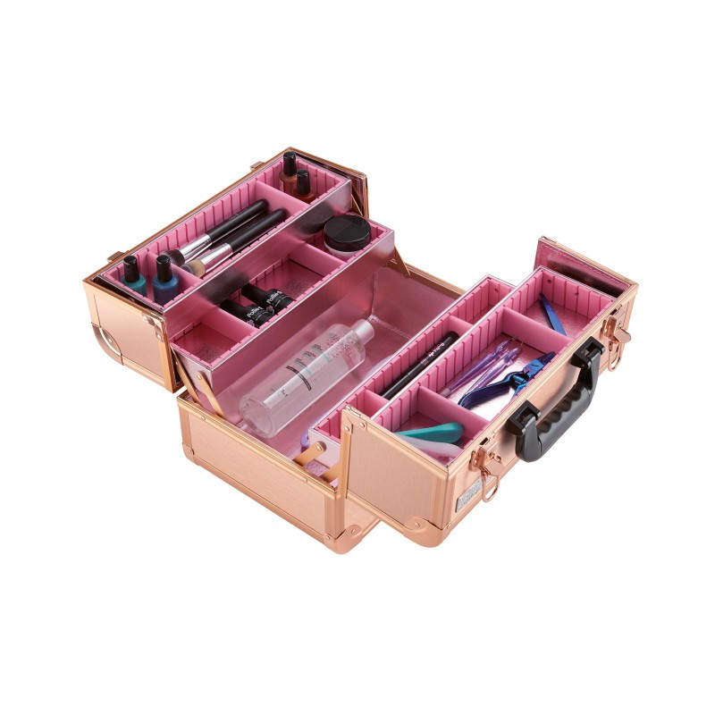 MALETA ALUMINI ROSA DAURADA 34X22