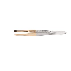 PINÇA DEPILAR 9 CM. PUNTA DAURADA OBLIQUA