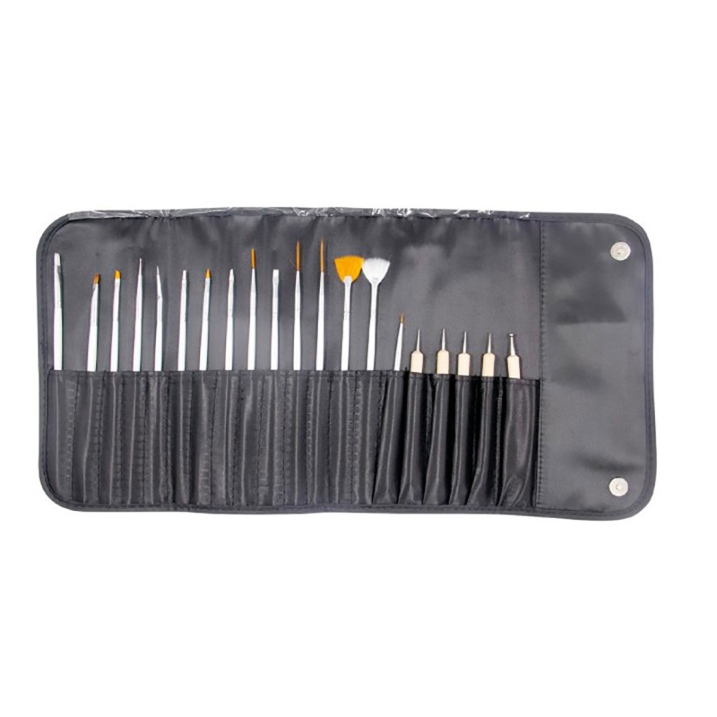SET 15 PINZELLS NAIL ART + 5 DOBLE PUNTA METALL