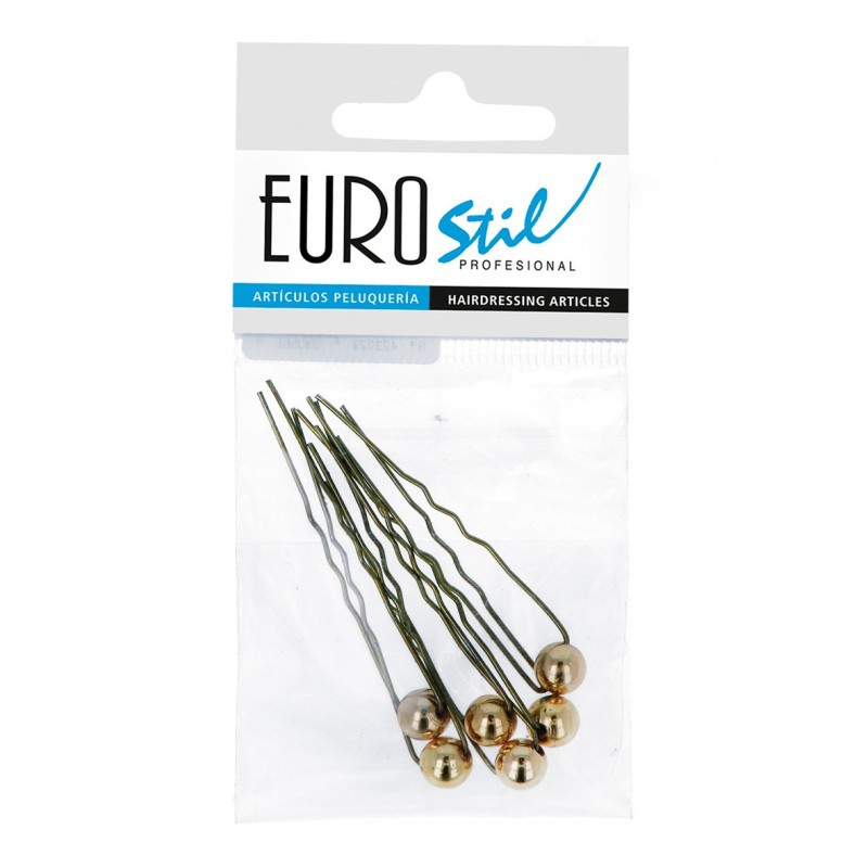 PACK DE 12 UNITATS BOSSA 6 FORQUETES ADORN PERLA DAURADA GRAN