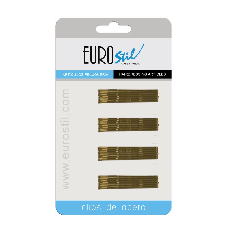CARTRÓ 24 CLIPS ONDULATS BRONZE EUROSTIL 50 MM