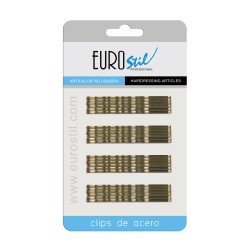 CARTRÓ 24 CLIPS ONDULATS BRONZE EUROSTIL 70 MM