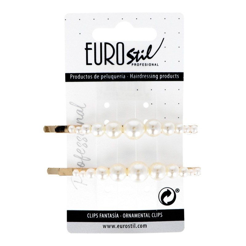 CLIP DAURAT LLARG AMB PERLES ASSORTIDES 2 UNITATS