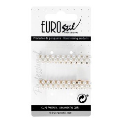 PINCES DAURADES RECTANGULARS LLARGUES AMB PERLES 2 UNITATS