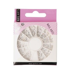 ROUE NAIL ART STRASS STRASS COULEUR ARGENT 144 UNITÉS Pollié - 1