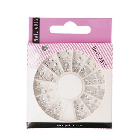 STRASS RHINESTONES COLOR PLATA NAIL ART RUEDA 144 UNIDADES