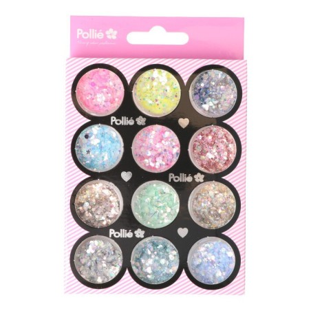 POUDRE DE PAILLETTES NAIL ART 1,5 GR. X 12 COULEURS Pollié - 1