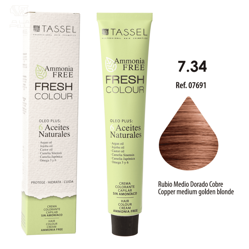 FRESH COLOUR Nº7.34 RUBIO MEDIO DORADO COBRE FREE AMMONIA
