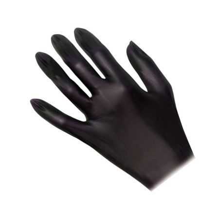 CAJA 100 GUANTES NITRILO NEGRO SIN POLVO : Talla - S