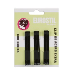 CART.12 CLIPS EUROSTIL 55 MM : Color - Negro