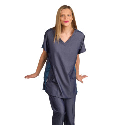 VESTE EN DENIM S COL V EN LYCRA  - 1