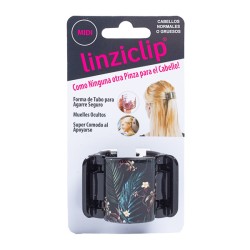 Pince Linziclip Midi Noire Brillante Feuilles Jungle Linziclip - 1
