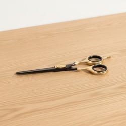 Ciseaux Sculpter 5,5" Rasoir Noir Manche Doré Barber Line - 2