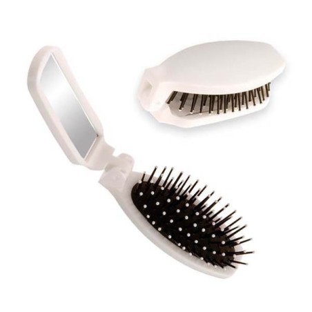 Brosse de sac ovale blanche avec miroir marquée Mix - 1