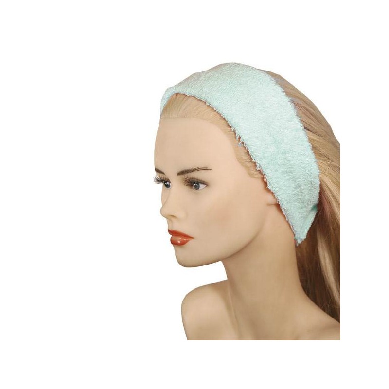Turban Bouclé Fermeture Velcro Bleu Coton Mix - 1