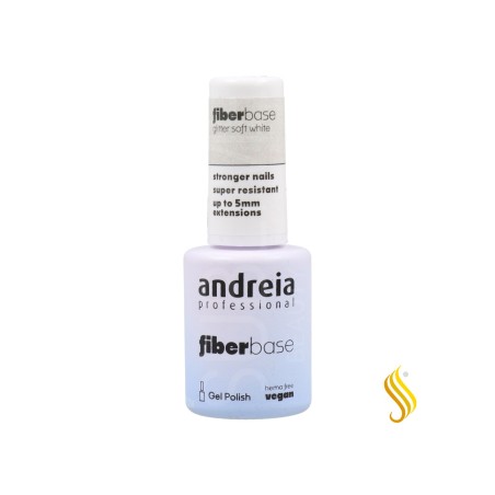Andreia Gel Polish Fiber Base Color Glitter Soft White 10.5 ml Andreia - 1